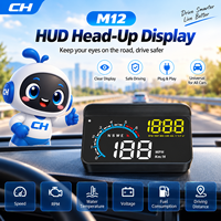 Affichage tête haute M12 OBD+GPS double système : vitesse, régime moteur, température eau, tension, altitude, boussole – Universel PnP pour voiture, camion, SUV