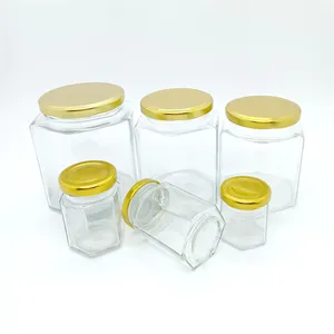 6oz Clear Hexagon Glass Food Jar with Tin Lid - China Hexagonal Glass Food  Jar with Tin Lid and Hex Food Jar with Lid price