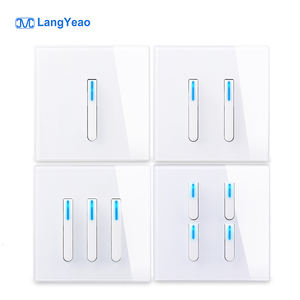 LangYeao 1/2/3/4 Gang Saklar Lampu Dinding Panel Kaca Temper Berkualitas Tinggi Model Tombol Piano Kontrol Tunggal/Ganda 1/2 Jalur, Laris di Inggris - Product Image 1