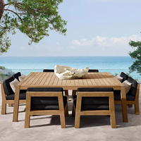 Meubles de salle à manger d'extérieur au design moderne, pour cour et balcon, sièges confortables, table de patio en teck résistante aux intempéries