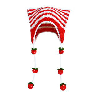 Gorro de ganchillo de invierno acrílico de alta calidad de diseñador <span class=keywords><strong>Kawaii</strong></span>, gorro bordado con parche personalizado, logotipo de dibujos animados, punto Argyle, viaje - Product Image 3