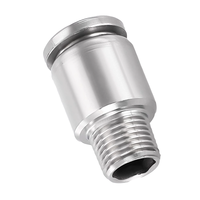 Raccord mâle rond en acier inoxydable POC One Touch Push tube à connecter, raccords de connexion pneumatiques rapides