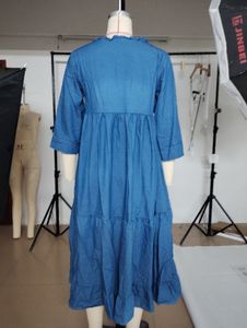 Nuovo Vestito Casual da Donna a Mezza Manica con Scollo a V, Ampio e Morbido, Tinta Unita, Lunghezza Media - Product Image 5