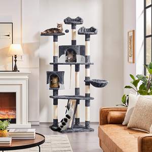 <span class=keywords><strong>Best</strong></span> Verkopende Huiskat Product Lang Modern Hout Grijze Vloer Tot Plafond Multi-Level Kat Toren Hout Kattenboom - Product Image 2