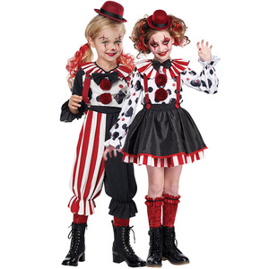 Set Familiare di Halloween, <span class=keywords><strong>Costume</strong></span> da Clown Horror Senza Anima, Abiti Stampati a Pois e Righe in Poliestere, <span class=keywords><strong>Costume</strong></span> per Cosplay - Product Image 1