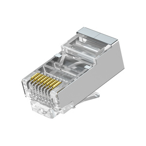 Conector Modular RJ45 chapado en oro 8P8C blindado Cat5e Cat6a Ethernet RJ45 conector transparente para redes de alta velocidad - Product Image 3