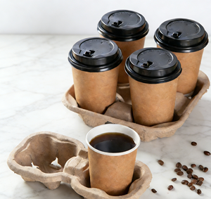 Gobelets jetables à double paroi en papier kraft avec couvercle, personnalisables avec logo, pour café chaud, thé et vin - Biodégradables - Product Image 2