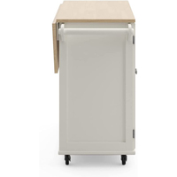 Chariot de cuisine mobile blanc avec roues Chariot d'îlot de cuisine avec barre de petit-déjeuner en bois Drop Leaf