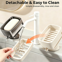 Boîte à Savon Moderne ABS à Ventouse Double Couche Écologique Étanche Drainage Facile Rangement Salle de Bain Cuisine Toilettes