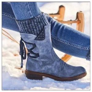 Bota Feminina de Cano Médio com Salto Quadrado e Tira Traseira, Estilo Europeu, Tamanho Grande, Nova Coleção Outono/Inverno - Product Image 3