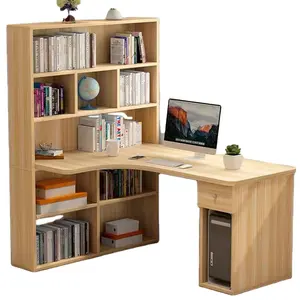 Home Office Furniture Student Study Writing Tables Wooden Corner Computer Table Desks with Bookshelf