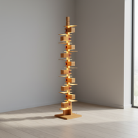Lampadaire LED design XCF44203, style postmoderne de luxe, corps en bois, lumière blanche chaude douce 2700K, garantie 2 ans pour la maison et l'hôtel