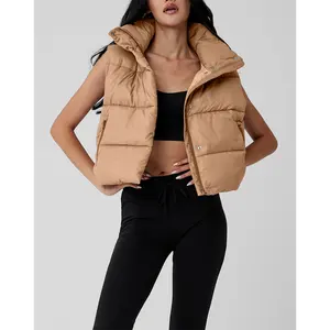 Customized High Quality Women's Winter Puffer Down Vest Casual Quilted Sleeveless Jacket Duck Down Hooded Vest Coat