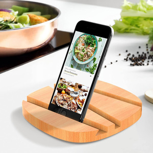 Wooden Pot Holder And <b>Tablet</b> <b>Stand</b> <b>For</b> Kitchen Countertop Storage Rack Natural Wood Color Boxwood Material Eco Friendly - Product Image 2