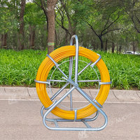 Ruban de pêche en fibre de verre tiges de câble ruban de poisson conduit Rodder extracteur de fil avec cage et support de roue
