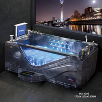 Baignoire balnéo de luxe en acrylique gris perle et blanc avec massage, pour hôtel, complexe hôtelier et salle de bain à domicile, avec TV, DVD et musique