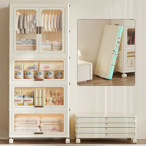 Multifunction Combinable Foldable Movable Universal Wheel Bedroom Wardrobe Transparent <strong>Door</strong> Plastic Storage Holders - Product Image 6