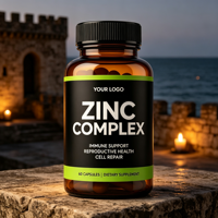 Capsules de zinc complexe personnalisées OEM ODM avec logo, 60 unités, marque privée, complément alimentaire en gros pour hommes et femmes