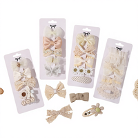 Set Jepit Rambut Anak Resin Buatan Tangan Gaya Eropa-Amerika Motif Kotak-kotak Polkadot Bunga Jepit Poni Imut Mini