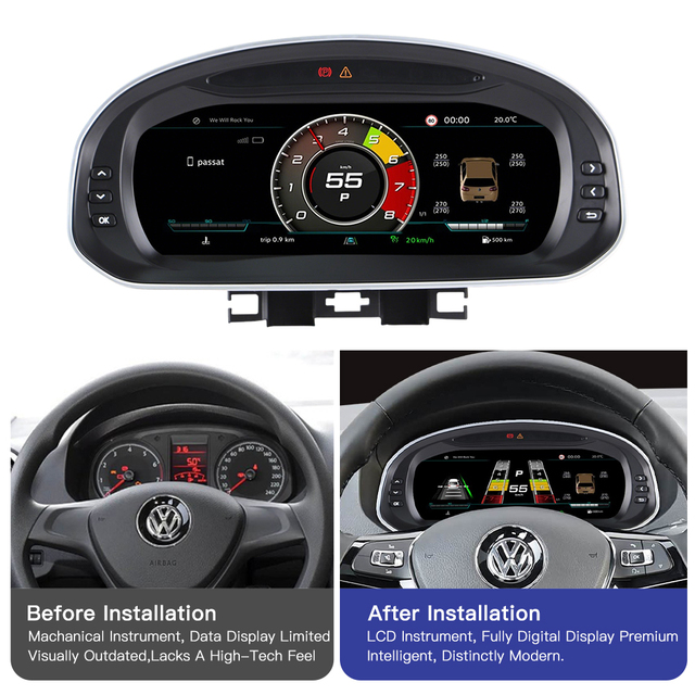 BINGFAN Volkswagen Jetta 2013-2019 Dashboard Panel LCD Instrument Cluster Linux System Plug and Play