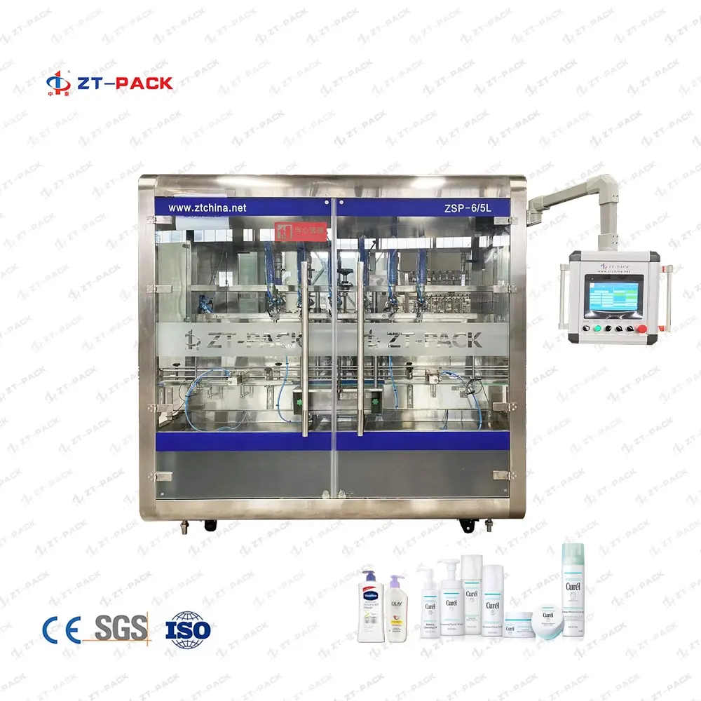 Automatic Piston Cylinder Body Soap Shampoo Detergent etc Liquid Cosmetic Products 6 Heads Bottle Filling Machine Line