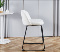 Ensemble de 2 tabourets de bar modernes en velours avec dossier en tissu et repose-pieds en métal - Structure en acier - Noir