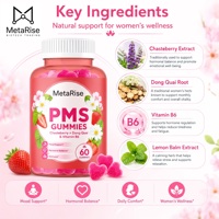 Bonnes affaires transfrontalières : Complément alimentaire naturel pour femmes, vitamines PMS sous forme de bonbons gélifiés, saveur fraise, 60 unités par flacon, pour améliorer le bien-être.