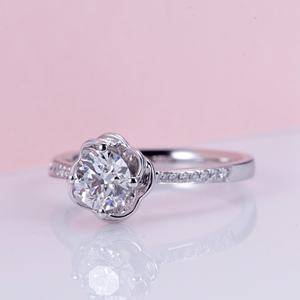 Anillo de Diamante de Laboratorio Messi Jewelry MSR-1177 PT950, Corte Brillante Redondo, Anillo de Compromiso, Alianza de Boda, Anillo Clásico, Anillo de Regalo - Product Image 2