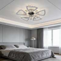 Ventilateur de plafond LED blanc JACKSUN 26 pouces avec télécommande, 5 vitesses de vent, lampe ventilateur en forme de fleur pour chambre d'enfant, intensité variable