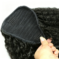 Queue de cheval en cheveux humains vierges longs ondulés, style afro crépu bouclé, avec cordon de serrage et clip, pour vente en gros