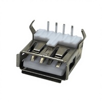 Connecteur USB 2.0 Mini-USB à angle droit DIP 4 broches avec couvercle à bride femelle pour montage sur circuit imprimé, noir/blanc, en PBT et laiton C2680, en acier nickelé