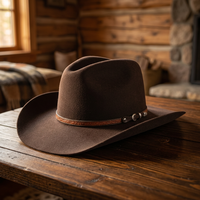 Chapeau de cowboy Dallas réglable en feutre de laine pour cowboys et passionnés de western