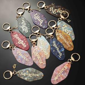 Amuleto con Símbolo del Signo del Zodiaco, Etiqueta Acrílica Colorida, Llavero Personalizado, Amuletos para Bolsos - Product Image 2