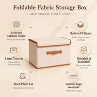 Boîte de rangement pliable en tissu Oxford, empilable, grande capacité, anti-poussière, pour armoire, avec couvercle