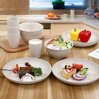 Icen YJ08 Ensemble de vaisselle pour enfants de 12 pièces en PP de style classique Réutilisable Écologique Passe au lave-vaisselle Anti-fuite Couverts Bol Tasse Assiette