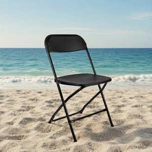 Black <b>Plastic</b> Folding <b>Chair</b> Outdoor Garden Seat Minimalist Design Lightweight Durable for Park Events Beach Use - Product Image 1