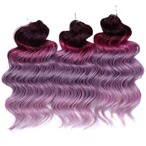 FASHION IDOL <span class=keywords><strong>Treccine</strong></span> Sintetiche Riccioline Ondulate Profonde Tinte 16 pollici/40 cm 300g/3 pz per Extension Capelli <span class=keywords><strong>Viola</strong></span> - Product Image 1