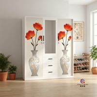 Armoire en acier à motifs floraux vibrants, magnifique meuble de rangement en métal pour vêtements, idéal pour la chambre principale