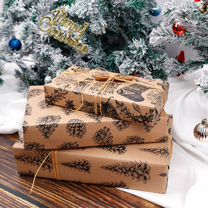 Wholesale 80g Double-Sided <b>Kraft</b> Print <b>Christmas</b> Custom 43cm X 10m Roll <b>Wrapping</b> <b>Paper</b> for Packaging - Product Image 2