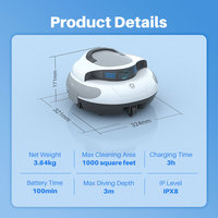 Robot nettoyeur de piscine sans fil Aspirateur automatique idéal pour les piscines plates hors sol