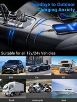 Prise de chargeur PD double USB-C 12V/24V avec voltmètre ampèremètre et interrupteur à bouton pour bateau marin RV moto