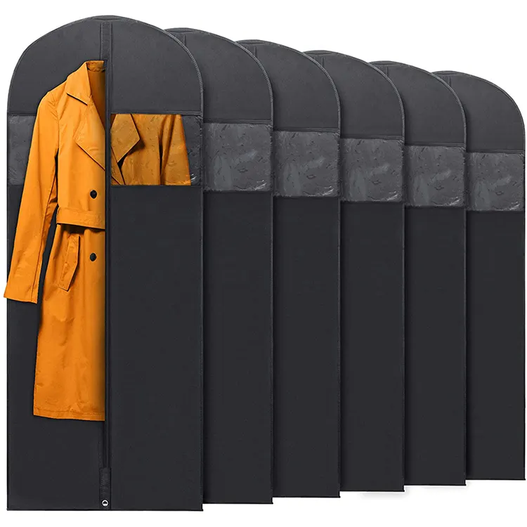 New Custom Logo Dust Protector Zipper Eco Friendly Reusable Luxury Non Woven Jacket Coat Dress Clothes Garment Suit Cover Bags