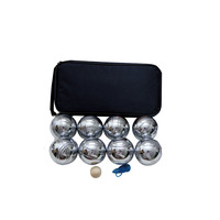Set de Pétanque 8 Boules en Acier Inoxydable 72mm, Haute Résistance, Durable, Argent, avec Sac en Polyéthylène et Emballage Carton