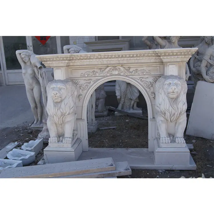 ライオン像カスタム屋外モダン装飾白大理石抽象彫刻