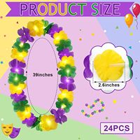 Rainbow Mardi Gras Lei Light up Flower Necklace LED Hawaiian Leis para Masquerade Fat Tuesday Party