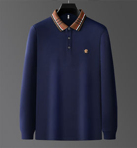 قميص بولو جديد لعام 2024 بألوان متباينة وياقة وأكمام طويلة، مقاسات من <span class=keywords><strong>M</strong></span> إلى 4XL، قميص رجالي عملي غير رسمي مع تطريز حروف وخرز من القطن - Product Image 6