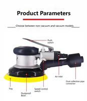 Lijadora Orbital Aleatoria OEM/ODM de 3 Pulgadas (76mm) con Motor de Paletas Rotativas, Aspiración de Polvo Automática, para Piedra y Madera, Neumática