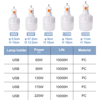 Ampoule LED rechargeable d'urgence de haute qualité 60W 90W 130W 170W 220W