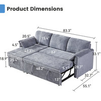 Bestseller Multifunktionales Modernes 3-Sitzer Wohnzimmer-Schlafsofa aus Stoff mit Stauraum für Hotelnutzung