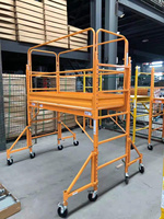 Échafaudage mobile en acier avec stabilisateurs de 18 pouces et roues de 5 pouces, multi-usages, montage facile pour la construction industrielle, mini 6 pieds